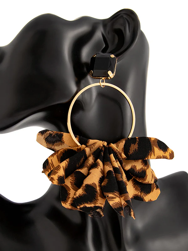 Geometric Leopard Three-Dimensional Flower Drop Earrings - Image 8