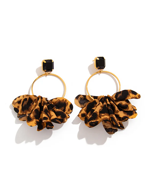 Geometric Leopard Three-Dimensional Flower Drop Earrings - Image 9