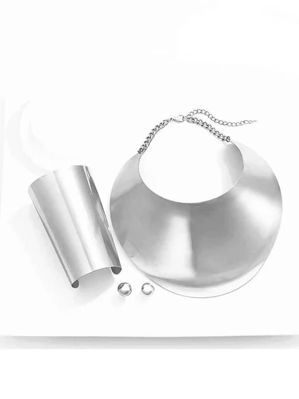 Geometric Necklaces Accessories + Earrings Accessories + Bracelet Accessories Three Pieces Set - Image 3