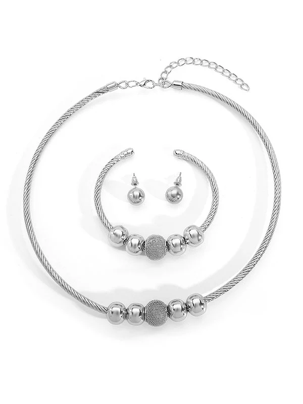 Geometric Necklaces + Ringent Bracelet + Earrings Accessories Three Pieces Set - Image 7