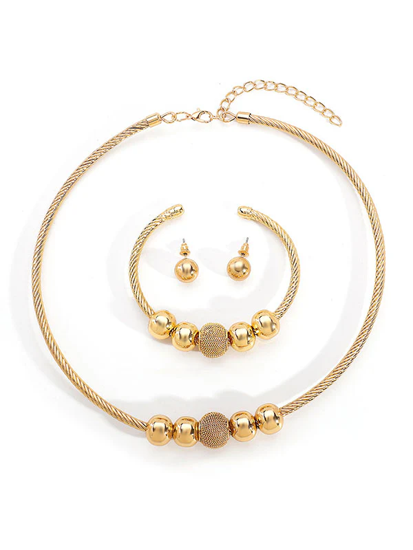 Geometric Necklaces + Ringent Bracelet + Earrings Accessories Three Pieces Set - Image 8