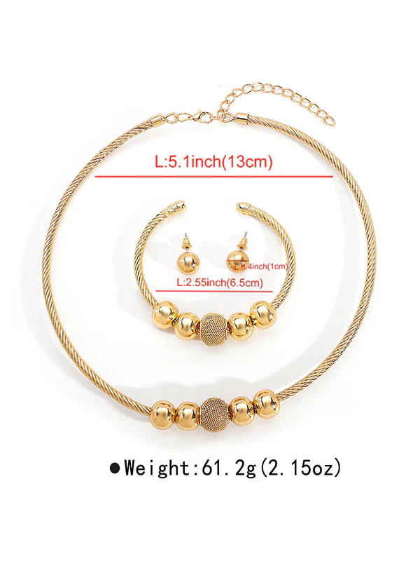 Geometric Necklaces + Ringent Bracelet + Earrings Accessories Three Pieces Set - Image 9