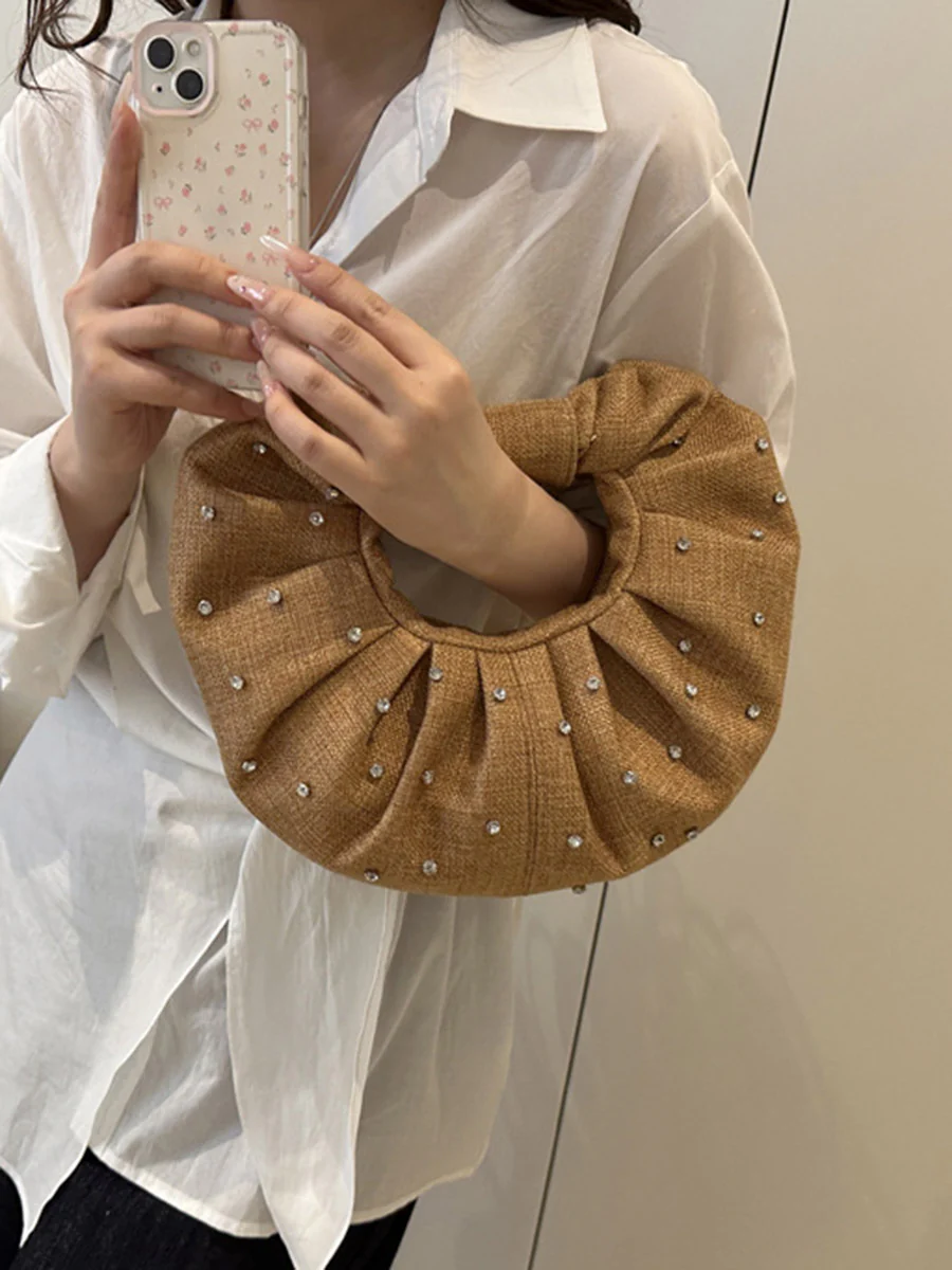 Geometric Pleated Rhine Stones Evening Bags & Clutches - Image 10