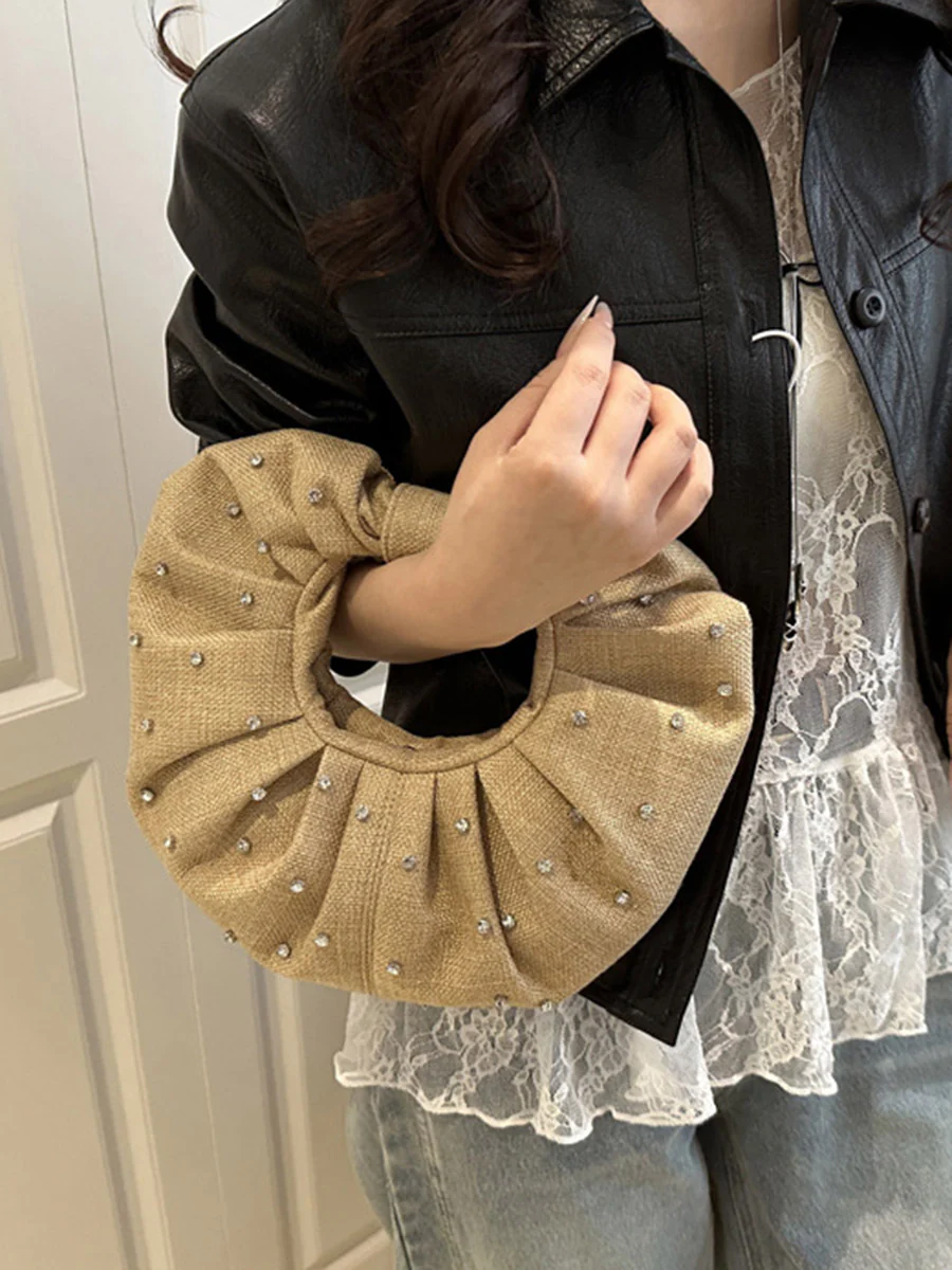 Geometric Pleated Rhine Stones Evening Bags & Clutches - Image 3