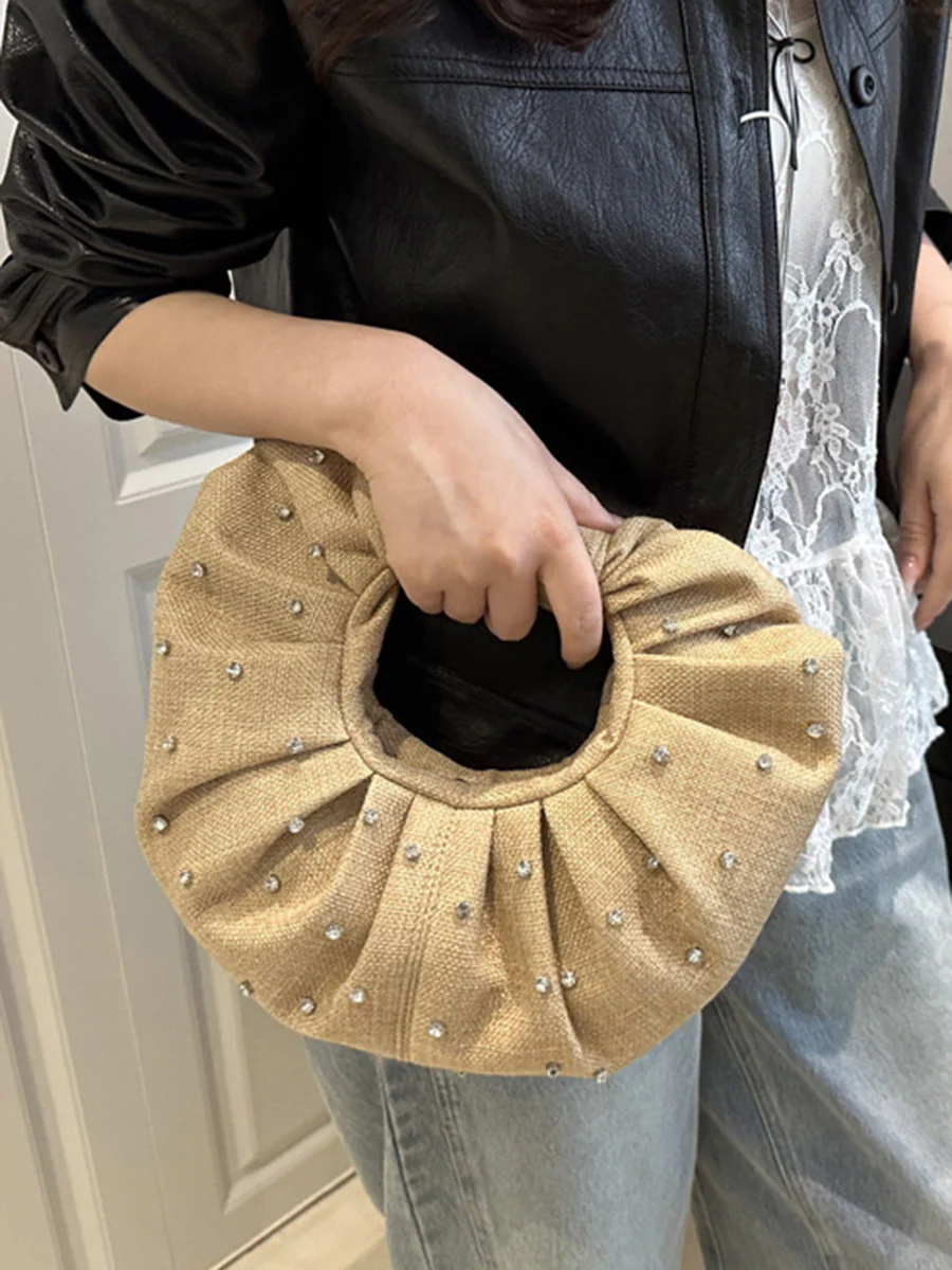 Geometric Pleated Rhine Stones Evening Bags & Clutches - Image 4