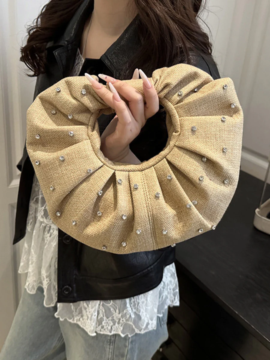 Geometric Pleated Rhine Stones Evening Bags & Clutches - Image 5