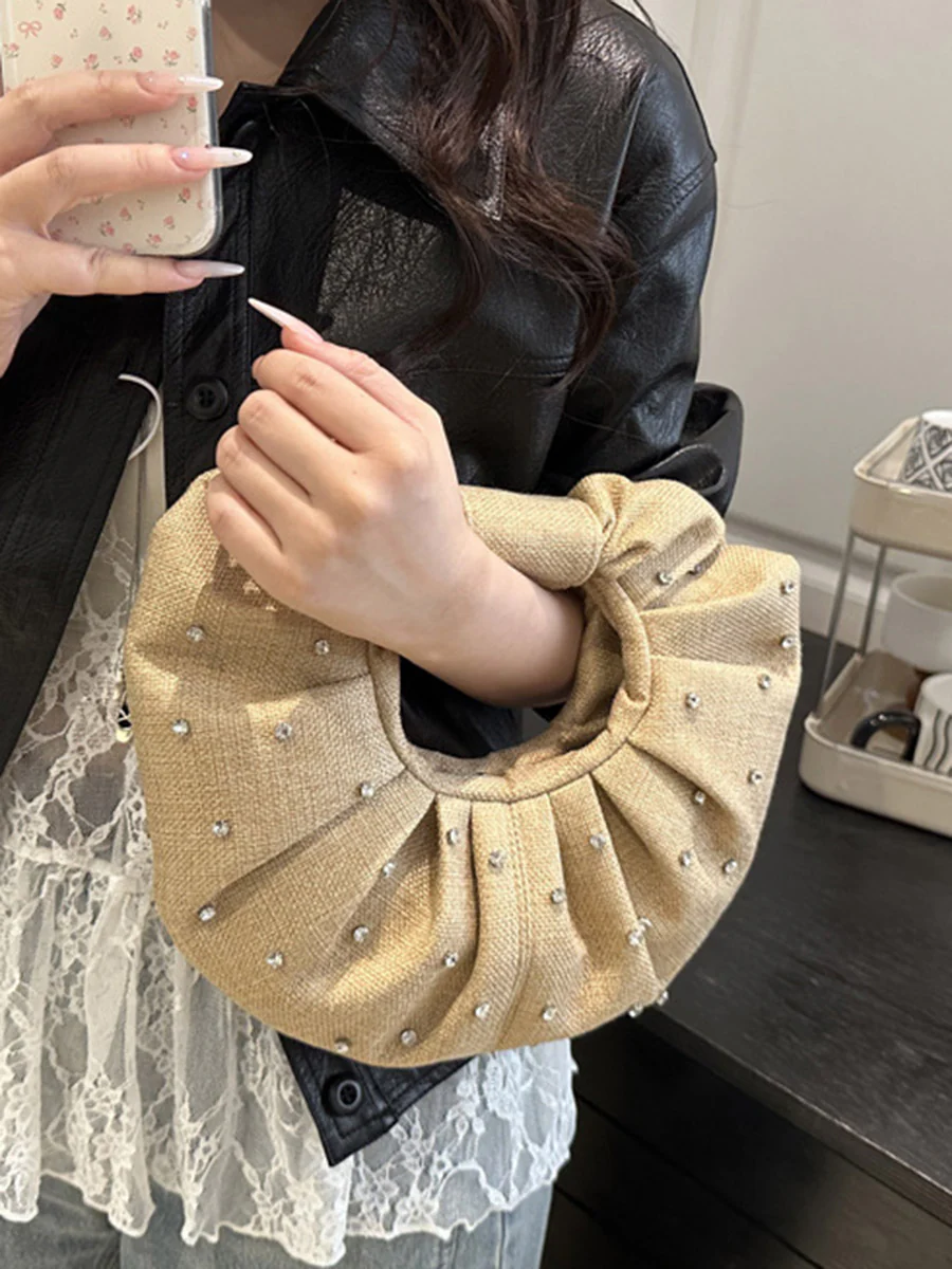 Geometric Pleated Rhine Stones Evening Bags & Clutches - Image 6