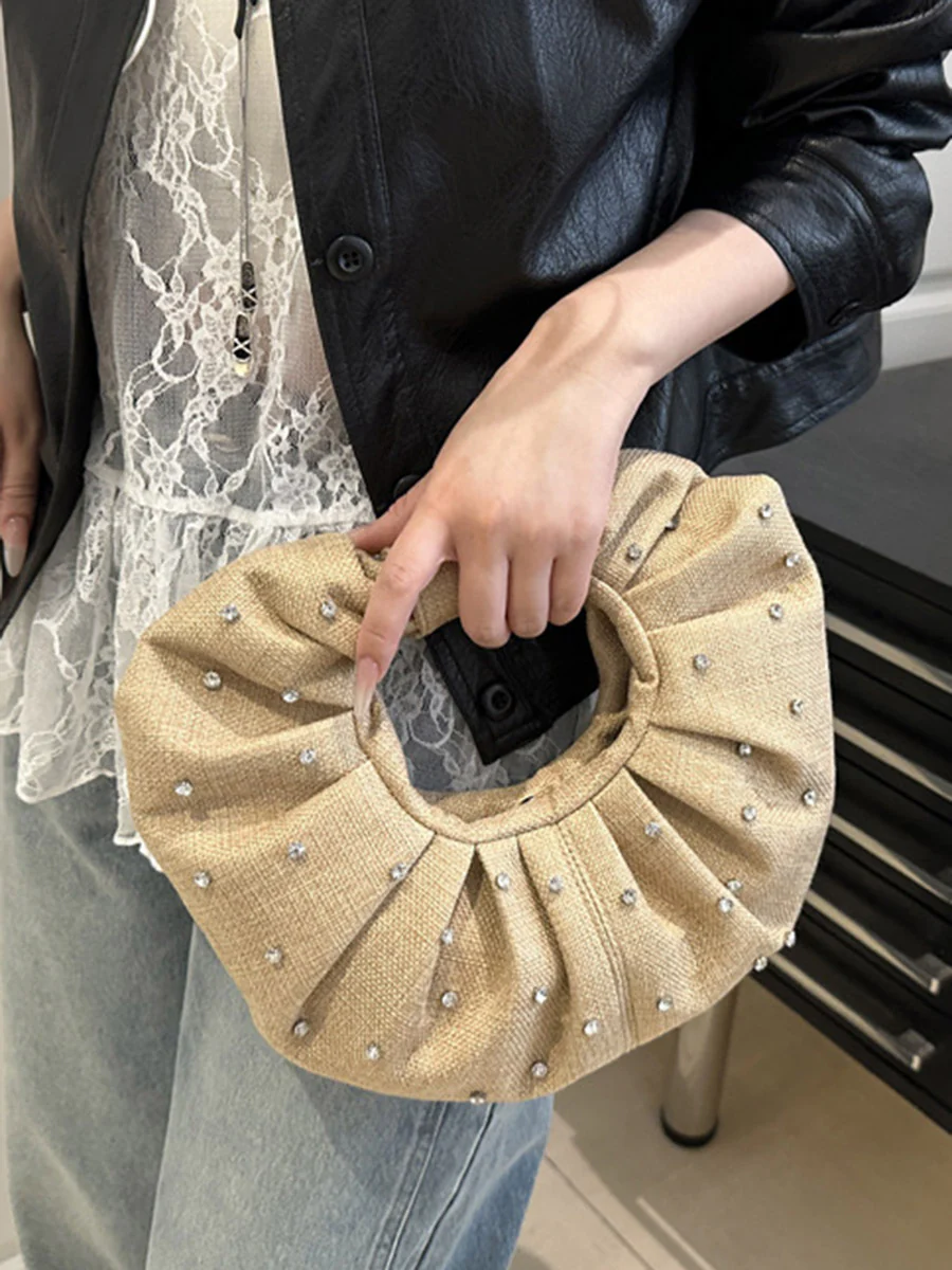 Geometric Pleated Rhine Stones Evening Bags & Clutches - Image 7