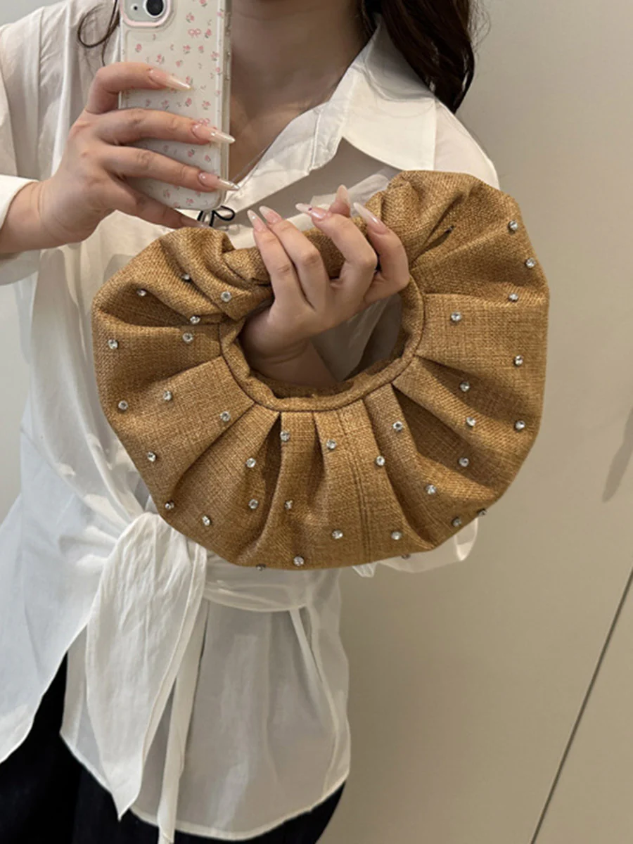 Geometric Pleated Rhine Stones Evening Bags & Clutches - Image 9