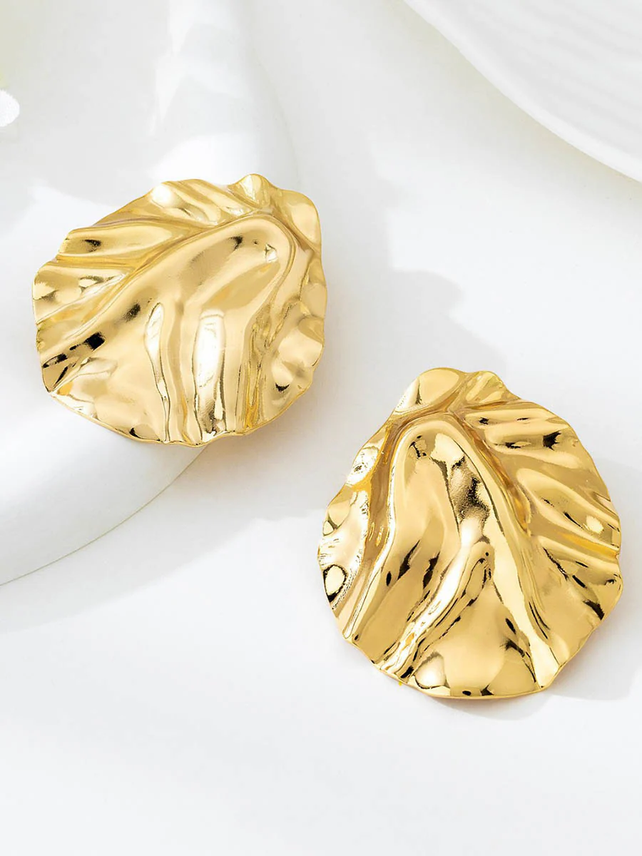 Geometric Pleated Shiny Earrings Accessories - Image 2