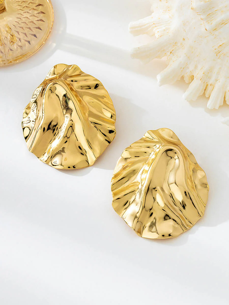 Geometric Pleated Shiny Earrings Accessories - Image 3