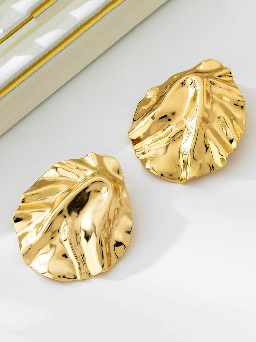 Geometric Pleated Shiny Earrings Accessories - Image 4