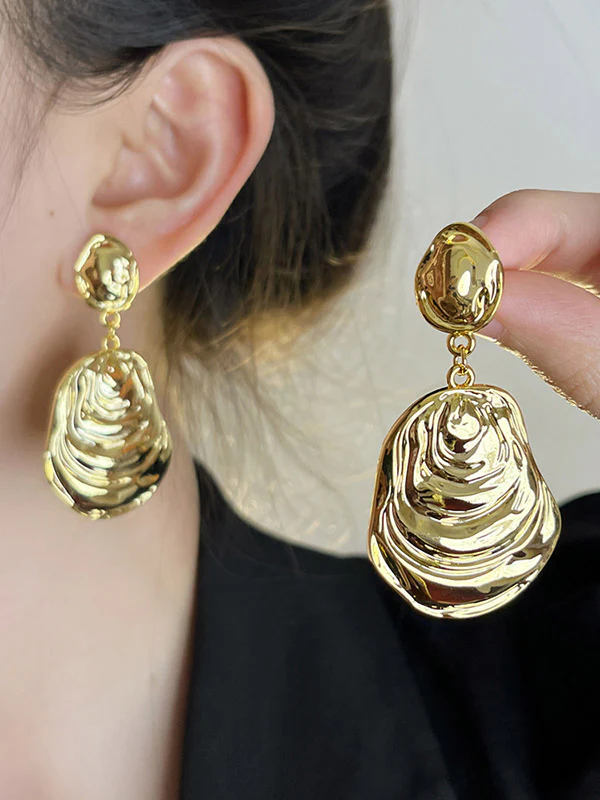 Geometric Pleated Solid Color Drop Earrings Earrings Accessories - Image 2