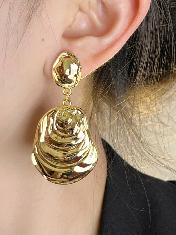 Geometric Pleated Solid Color Drop Earrings Earrings Accessories - Image 3