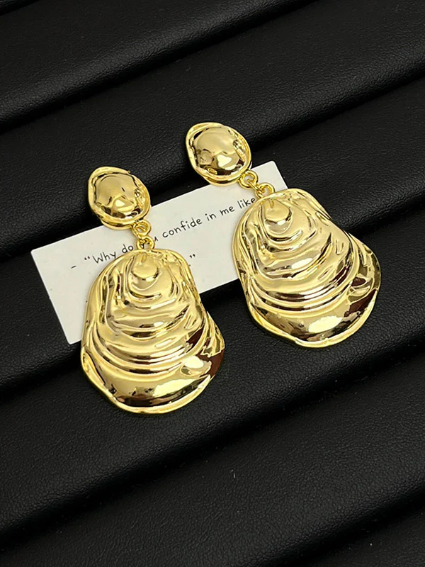 Geometric Pleated Solid Color Drop Earrings Earrings Accessories - Image 6