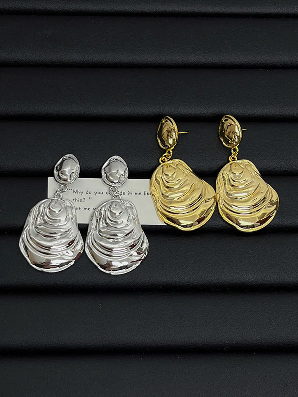 Geometric Pleated Solid Color Drop Earrings Earrings Accessories - Image 7