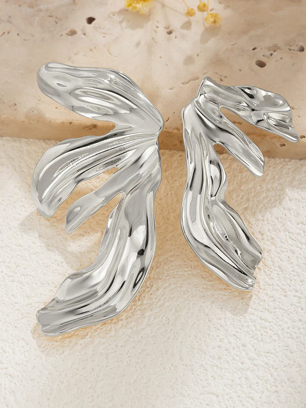 Geometric Pleated Solid Color Earrings Accessories - Image 4