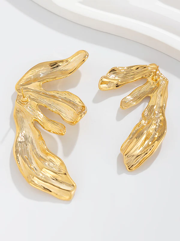 Geometric Pleated Solid Color Earrings Accessories - Image 5