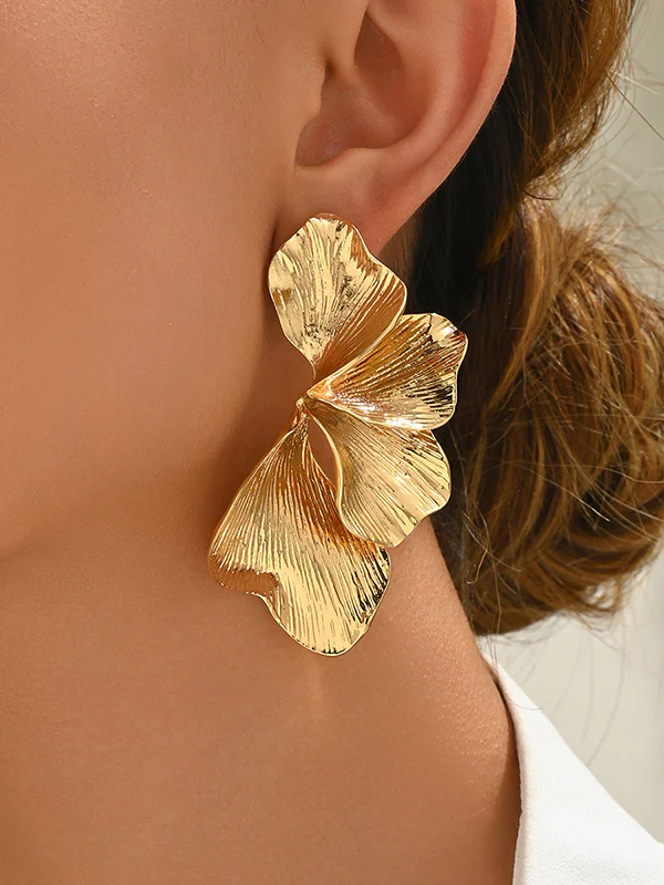 Geometric Pleated Solid Color Earrings Accessories - Image 2