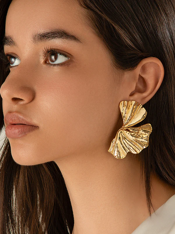 Geometric Pleated Solid Color Earrings Accessories - Image 4