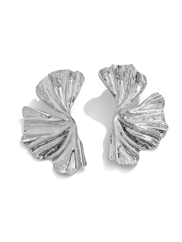 Geometric Pleated Solid Color Earrings Accessories - Image 7