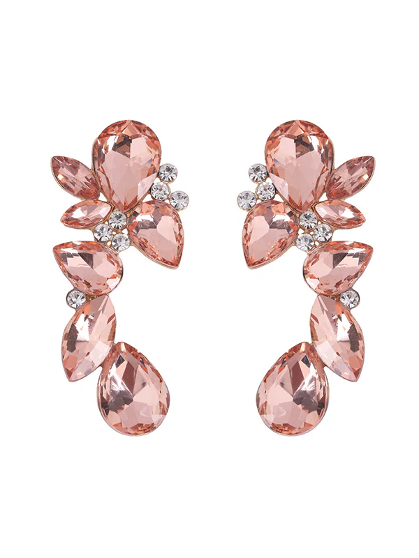 Geometric Rhine Stones Drop Earrings - Image 11