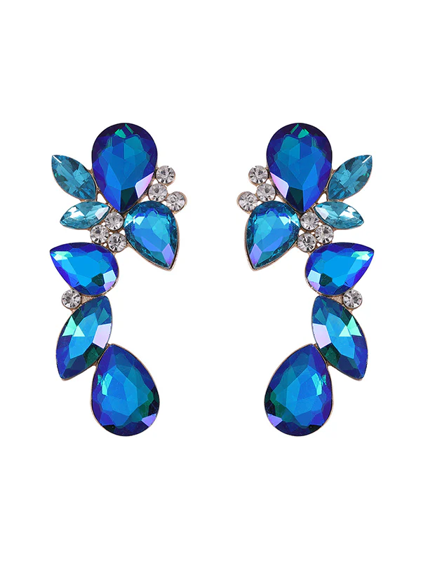 Geometric Rhine Stones Drop Earrings - Image 12