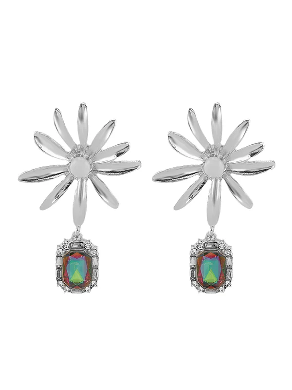 Geometric Rhine Stones Drop Earrings - Image 6
