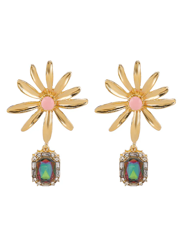 Geometric Rhine Stones Drop Earrings - Image 7
