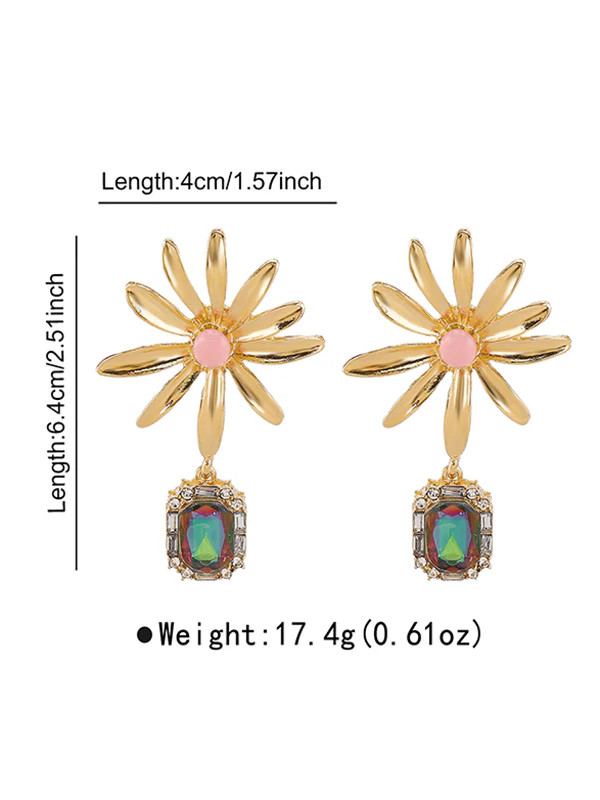 Geometric Rhine Stones Drop Earrings - Image 8