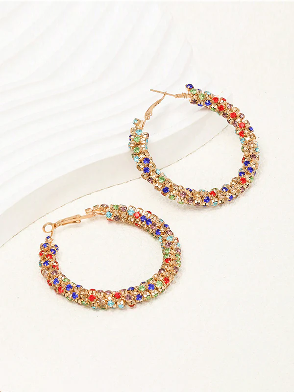 Geometric Rhine Stones Drop Earrings - Image 5
