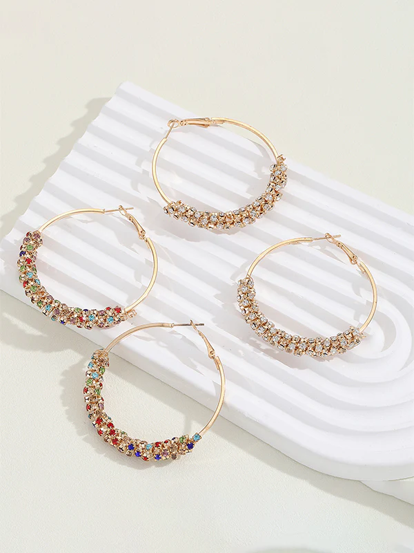Geometric Rhine Stones Drop Earrings - Image 6
