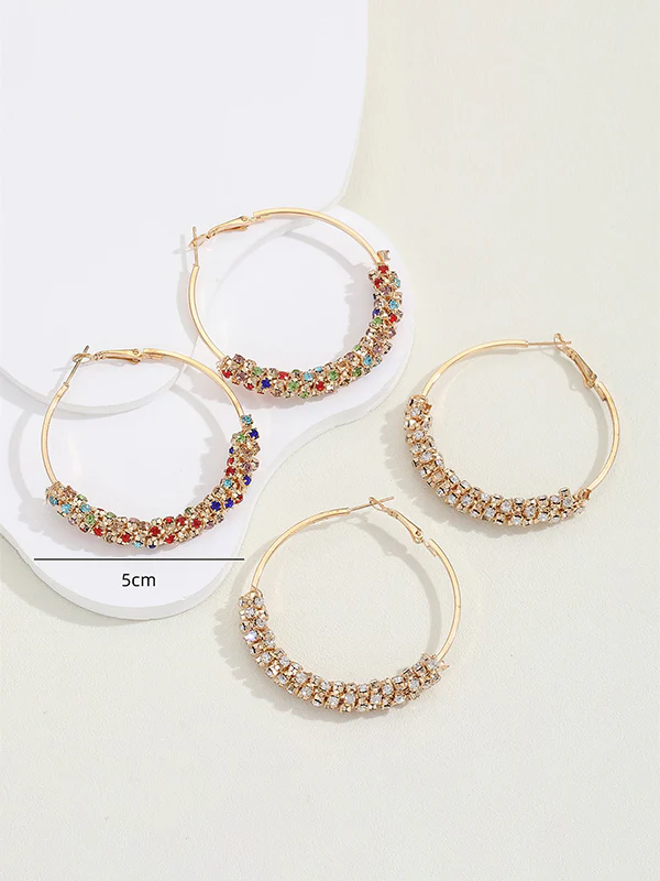 Geometric Rhine Stones Drop Earrings - Image 7