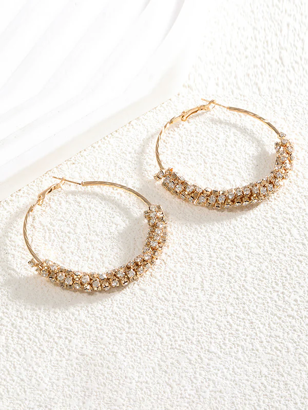 Geometric Rhine Stones Drop Earrings - Image 8