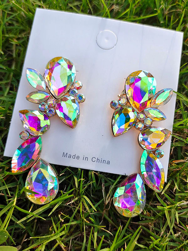 Geometric Rhine Stones Drop Earrings - Image 6
