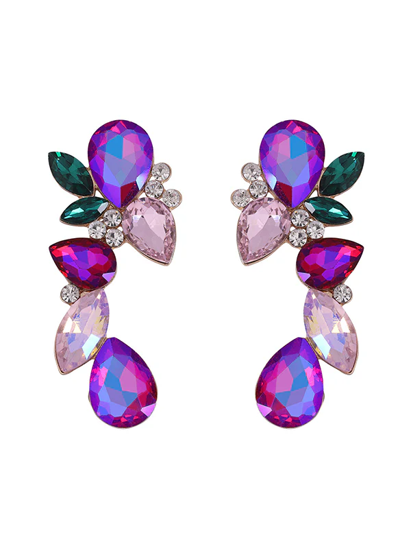 Geometric Rhine Stones Drop Earrings - Image 9