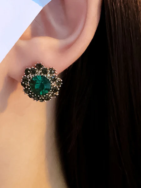 Geometric Rhine Stones Earrings Accessories - Image 2