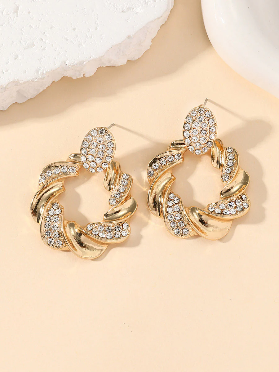 Geometric Rhine Stones Earrings Accessories - Image 2