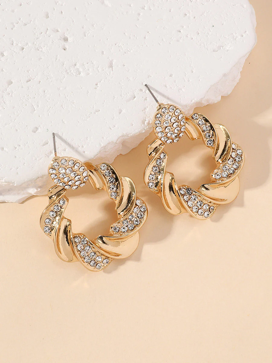 Geometric Rhine Stones Earrings Accessories - Image 3