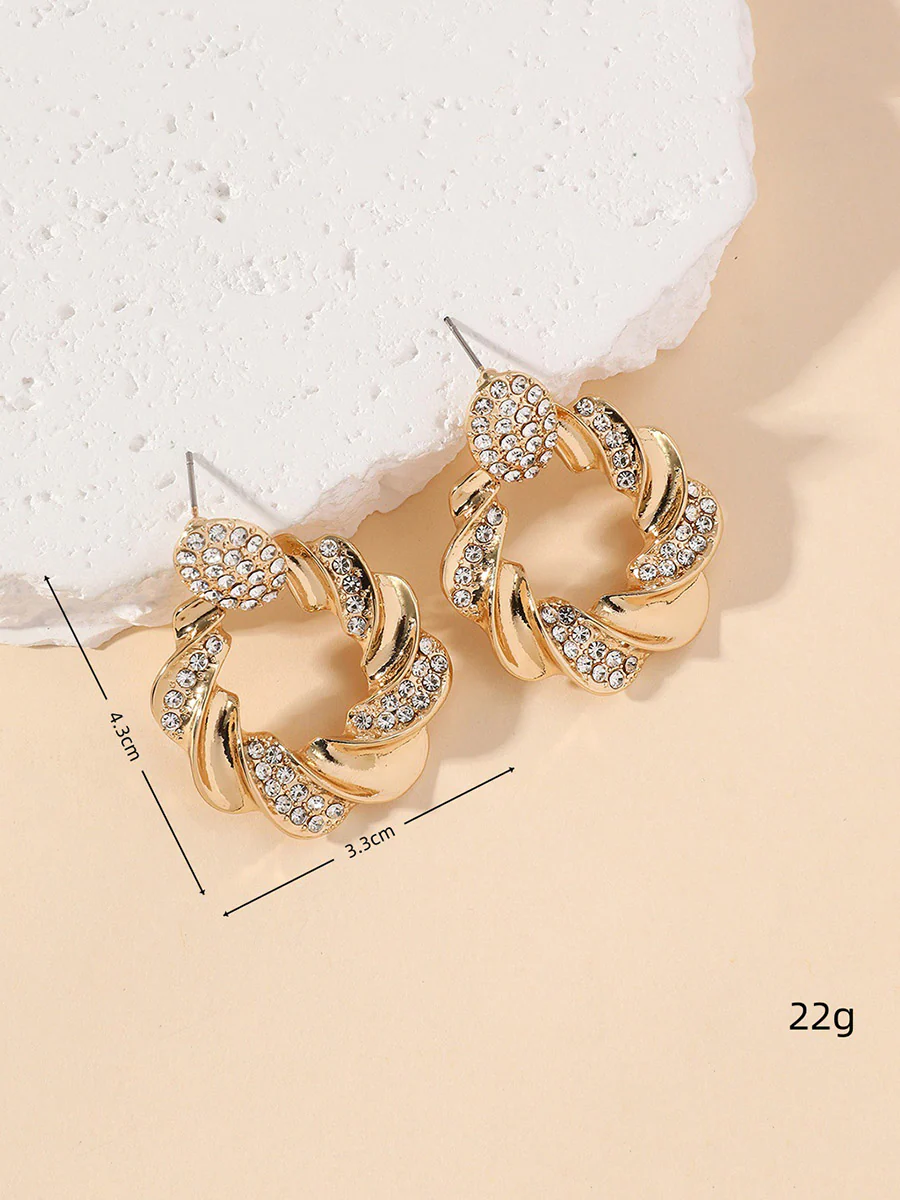 Geometric Rhine Stones Earrings Accessories - Image 4