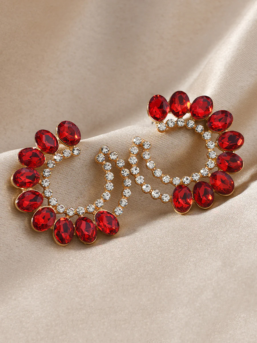 Geometric Rhine Stones Earrings Accessories - Image 3