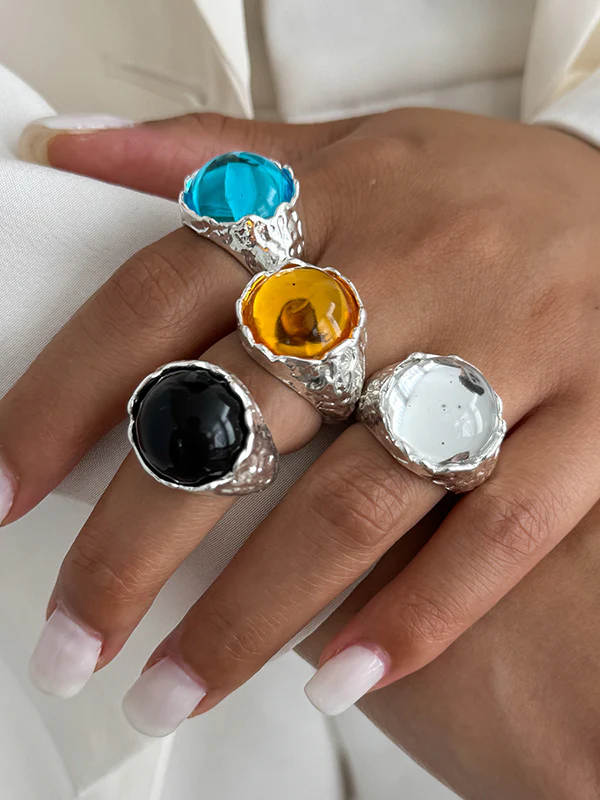 Geometric Rhine Stones Rings Accessories - Image 2