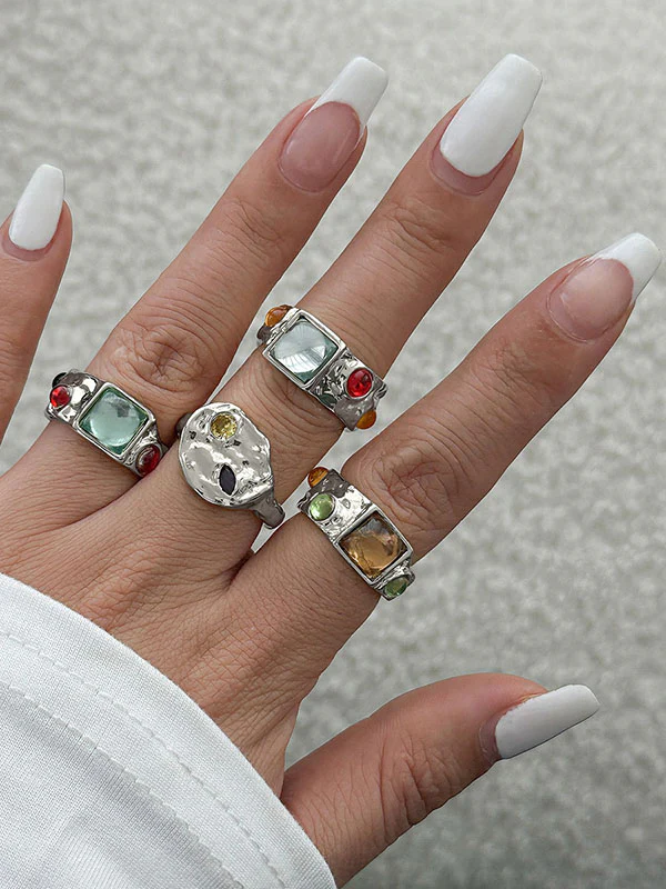 Geometric Rhine Stones Rings Accessories - Image 3