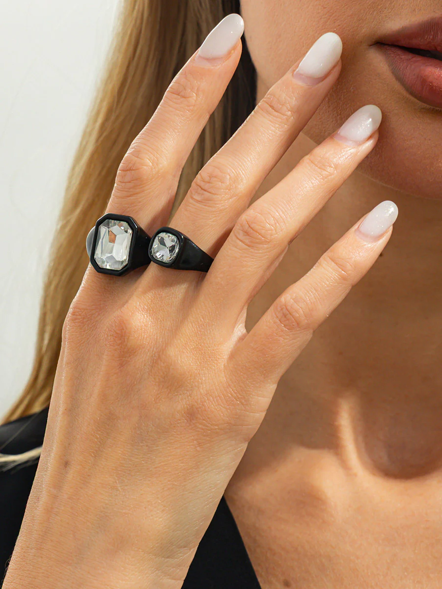 Geometric Rhine Stones Rings Accessories - Image 2