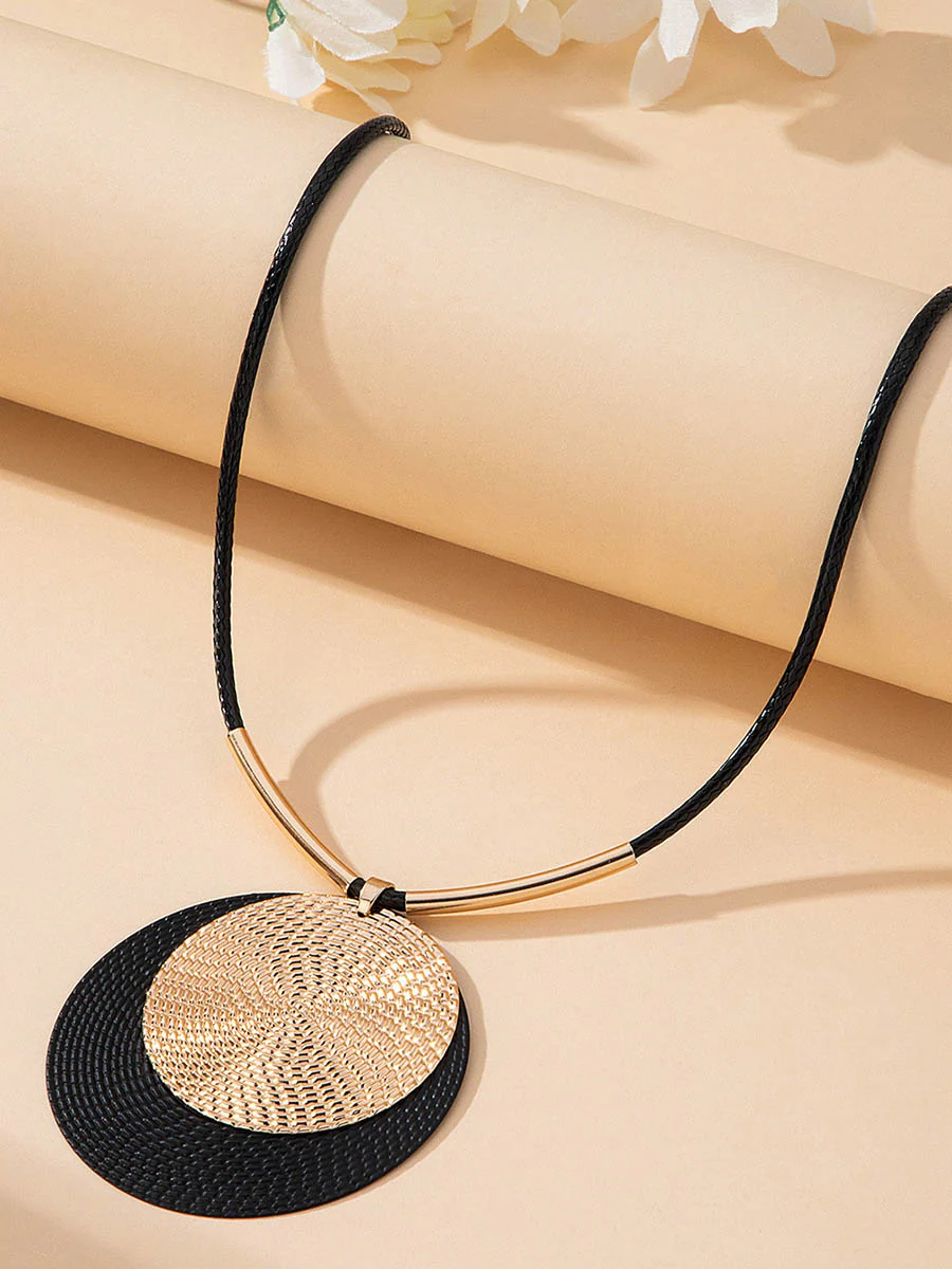 Geometric Round Cut Earrings Accessories Necklaces Accessories Two Pieces Set - Image 5
