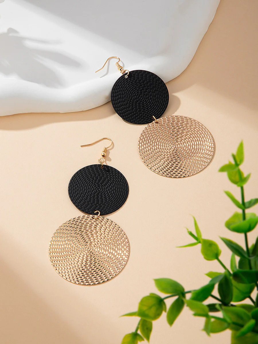 Geometric Round Cut Earrings Accessories Necklaces Accessories Two Pieces Set - Image 6