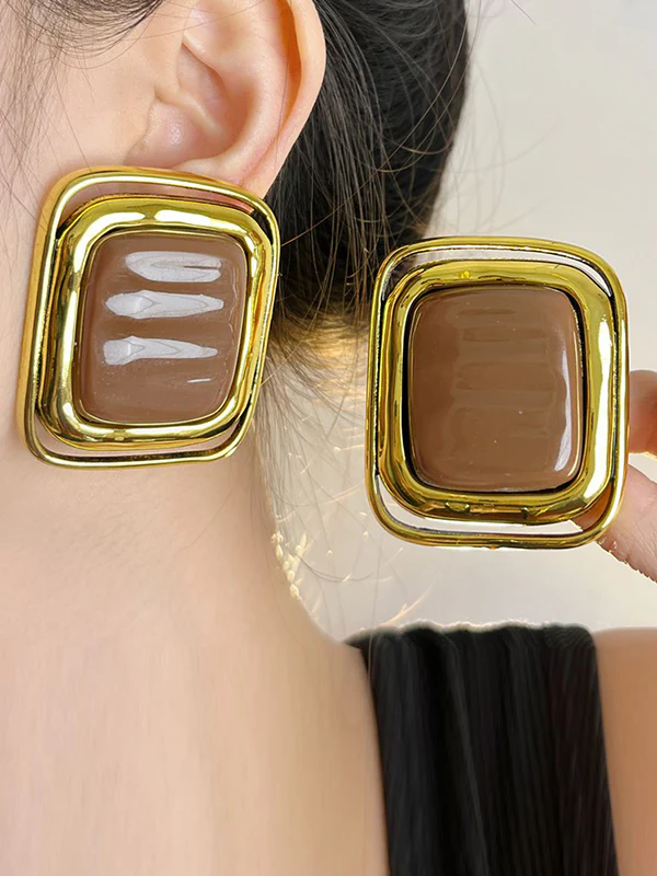 Geometric Shiny Earrings Accessories - Image 2
