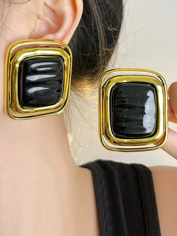 Geometric Shiny Earrings Accessories - Image 3