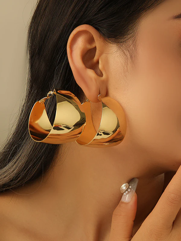 Geometric Shiny Solid Color Earrings Accessories - Image 2
