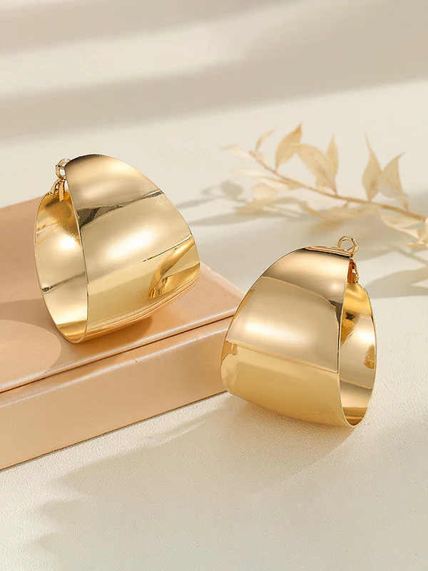 Geometric Shiny Solid Color Earrings Accessories - Image 3